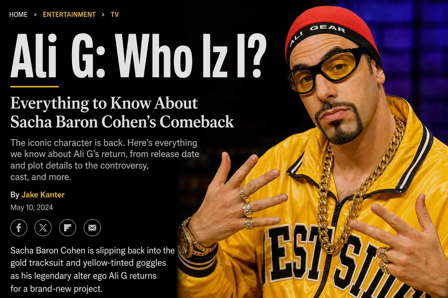 Key art for Ali G: Who Iz I?, Sacha Baron Cohen's secretly-filmed sequel and directorial debut.