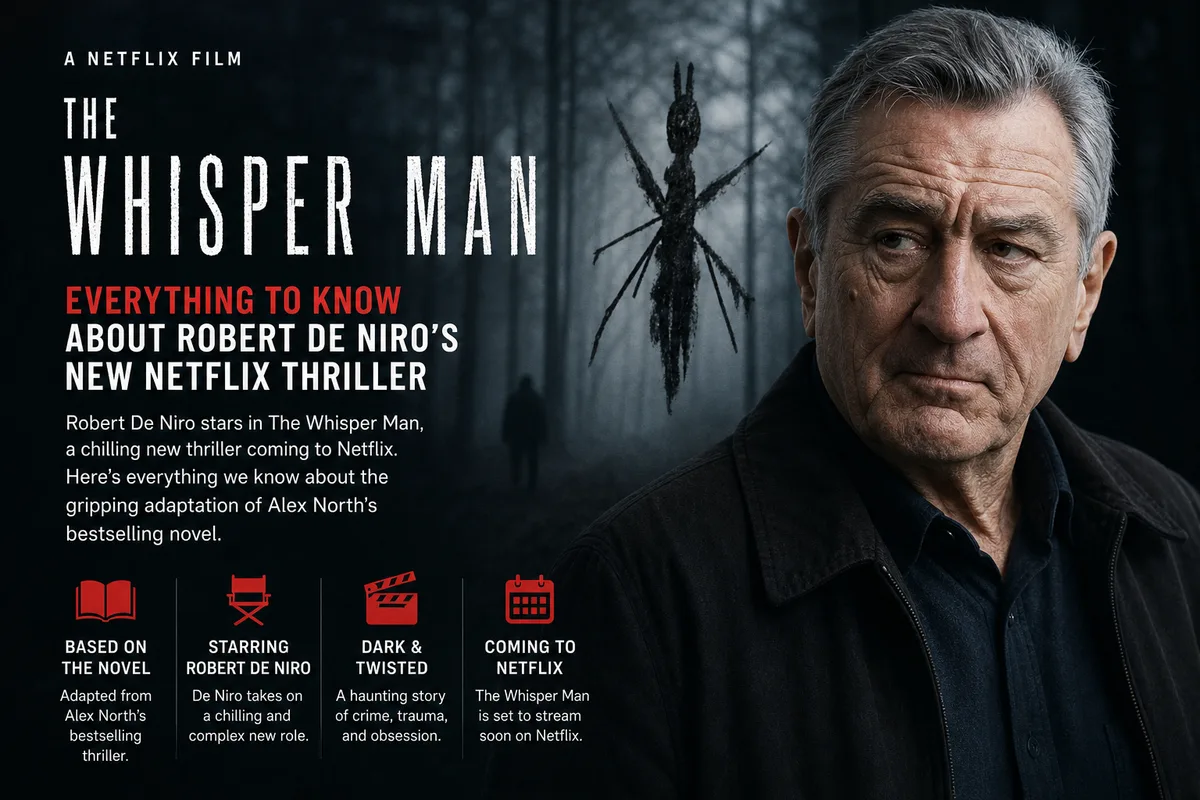 A shadowy figure whispering outside a child's bedroom window at night, titled The Whisper Man Netflix Adaptation.