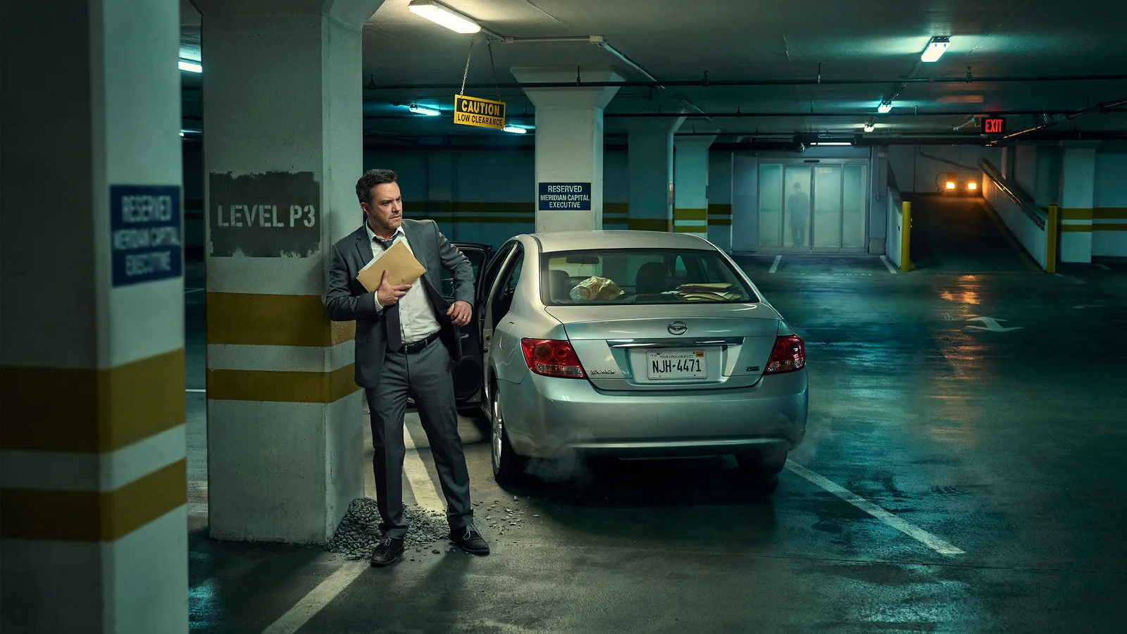 A hand sliding a folder marked confidential across a dim parking garage beside a briefcase, titled Best Movies About Corporate Whistleblowers.
