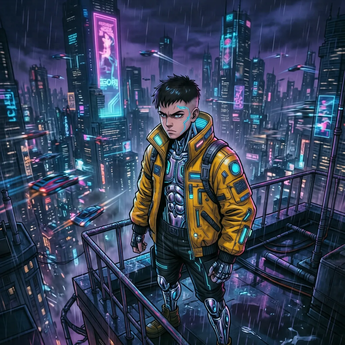 Cyberpunk: Edgerunners cover art of David Martinez standing on a rooftop above neon-lit Night City, titled Is It Worth Watching.