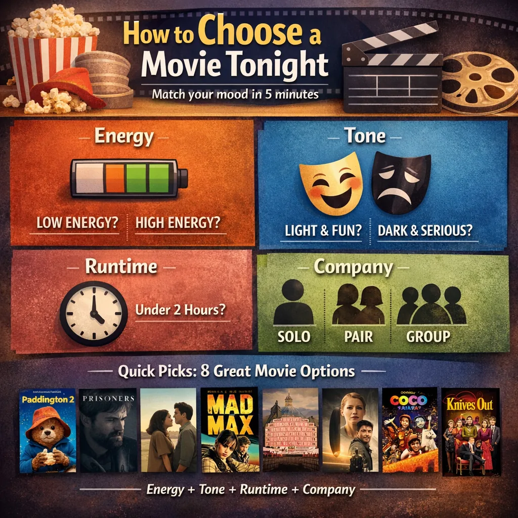 How to choose a movie tonight: a mood-first guide with energy, tone, runtime, and company filters