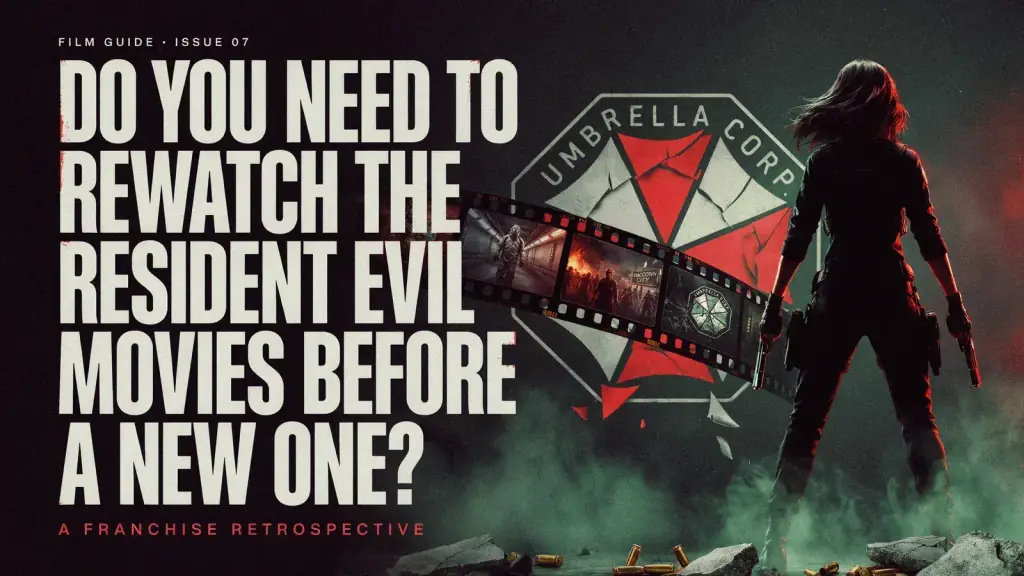 Key art collage for the Resident Evil film franchise.